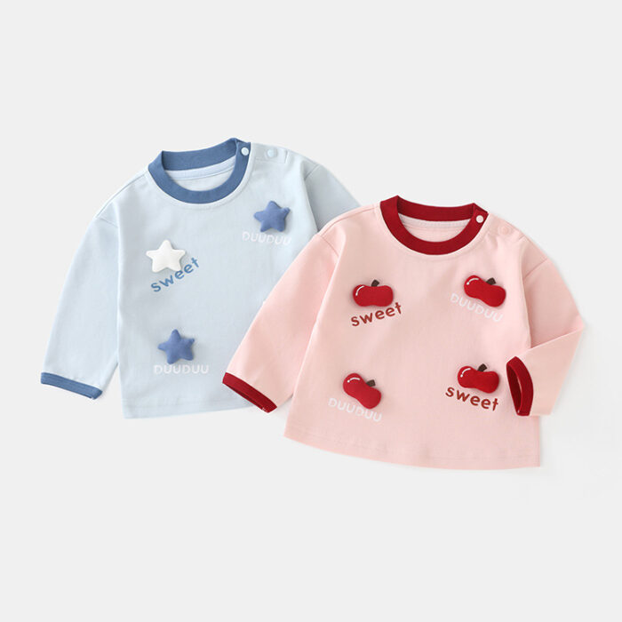 韓版秋季80~120cm - 立體印花上衣 / 二色