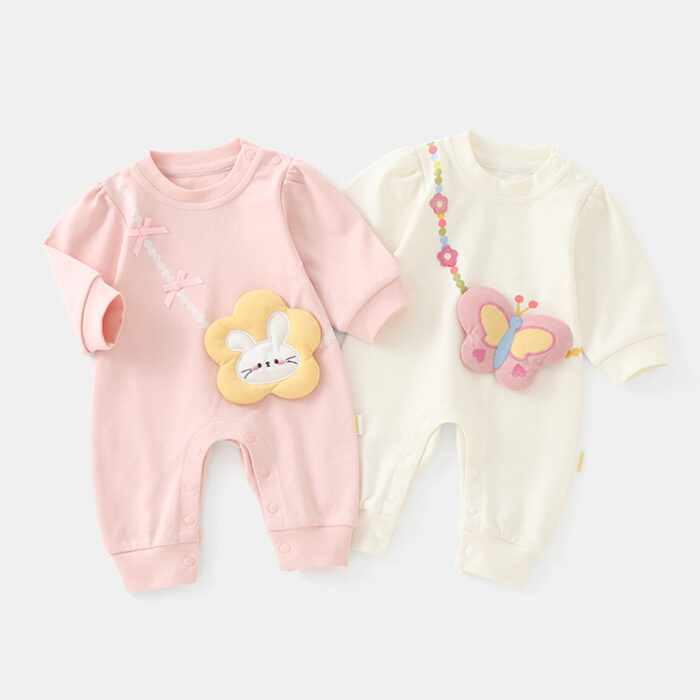 韓版秋季66~100cm - 可愛假側包連身衣 / 二色