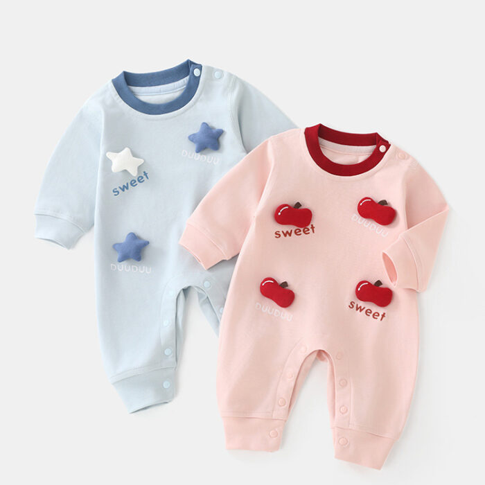 韓版秋季66~100cm - 可愛立體印花連身衣 / 二色