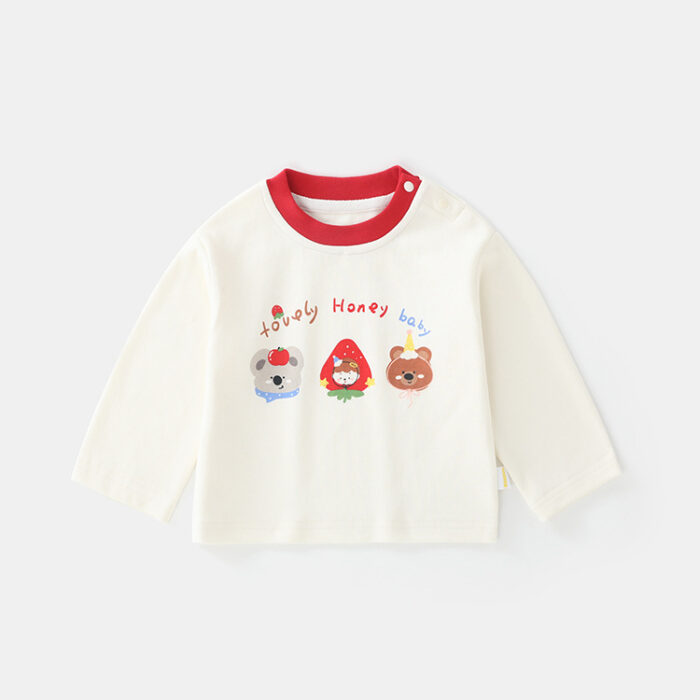 韓版秋季80~120cm - 可愛動物印花斜扣上衣