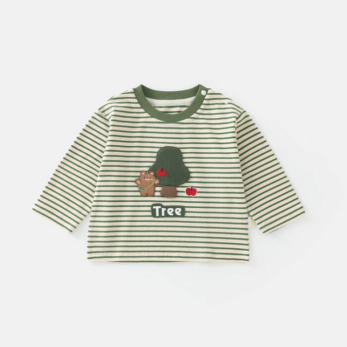 韓版秋季80~120cm - 可愛橫條樹上衣