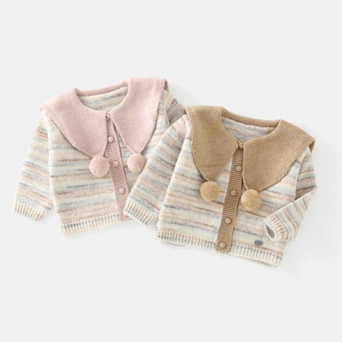 韓版秋季80~120cm - 超可愛球球針織外套 / 二色