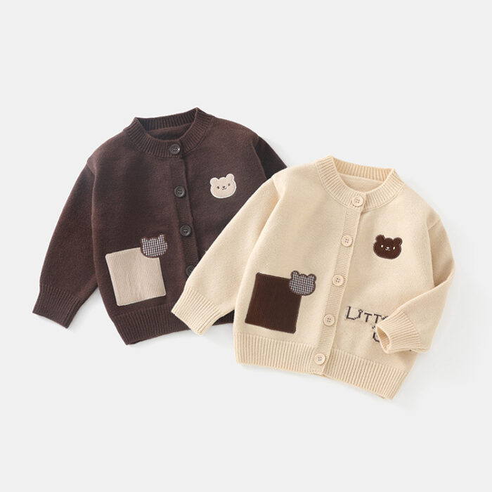 韓版秋季80~120cm - 熊熊針織外套 / 二色