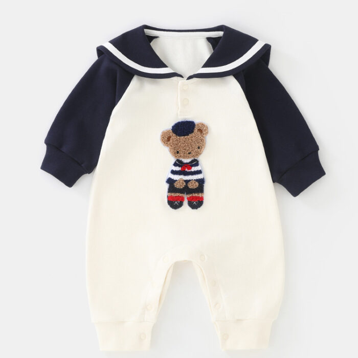 韓版秋季66~100cm - 海軍熊熊連身衣