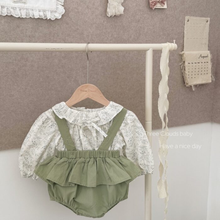 韓版秋季66~100cm - 森林系碎花包屁套裝