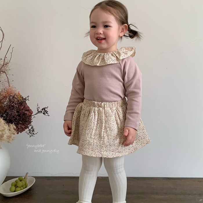 韓版秋季 73~100cm - 碎花粉粉包屁套裝(上衣+下褲)