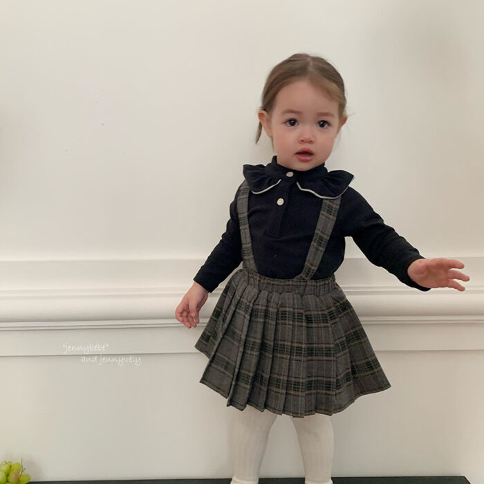 韓版秋冬 73~100cm - 學院百褶裙/打底衣