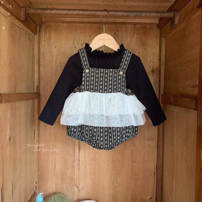 韓版秋季 73~100cm - 碎花網紗包屁衣/打底衣