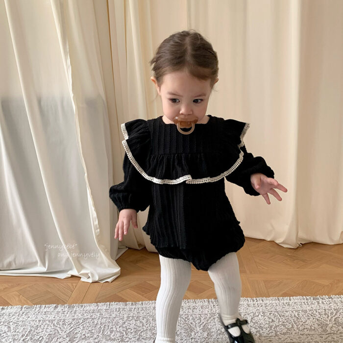 韓版秋季73~100cm - 赫本風套裝(上衣+褲子)