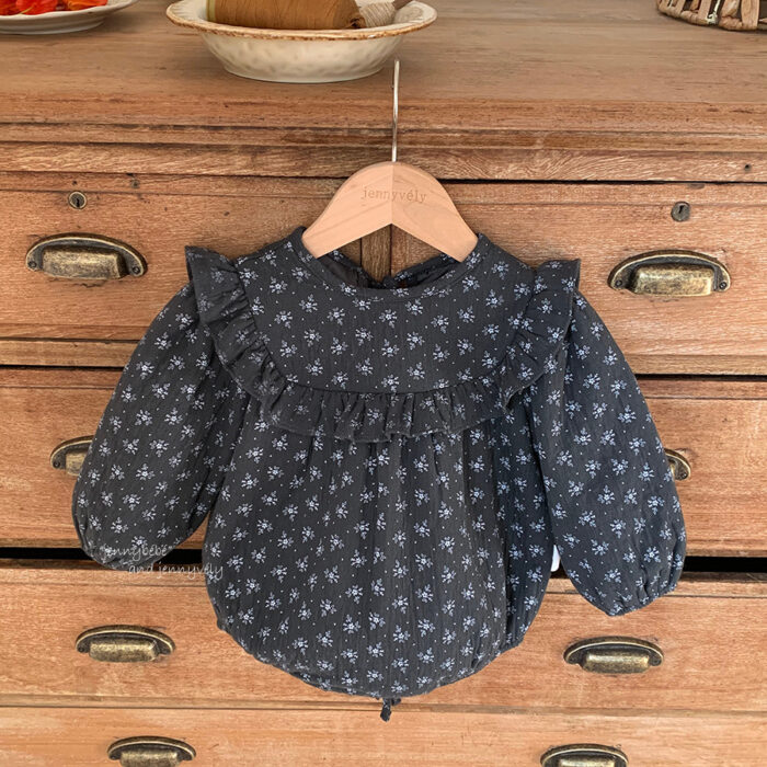 韓版秋冬66~90cm - 加厚碎花荷葉邊包屁衣