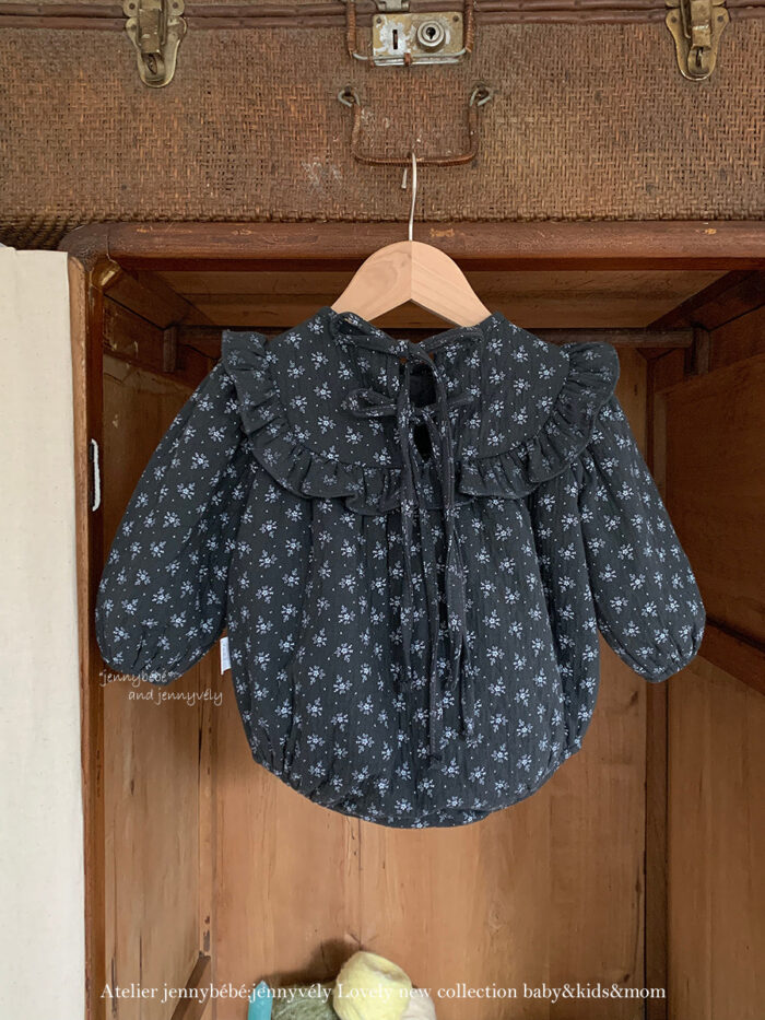 韓版秋冬66~90cm - 加厚碎花荷葉邊包屁衣：圖片 2