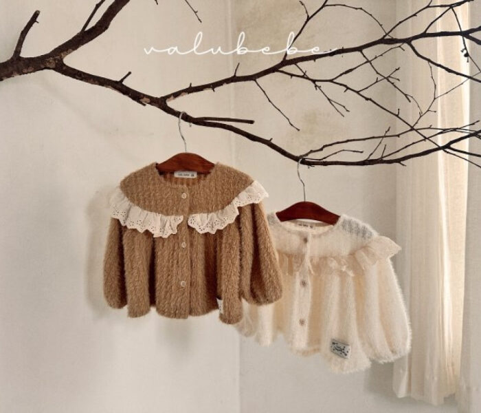 正韓冬季Babe - 毛毛蕾絲開衫 / 二色