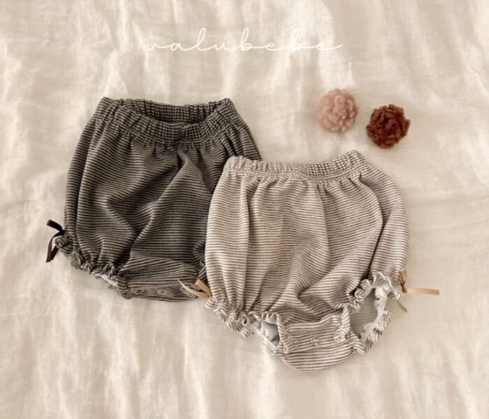 正韓冬季Babe - 橫條捲邊褲 / 二色