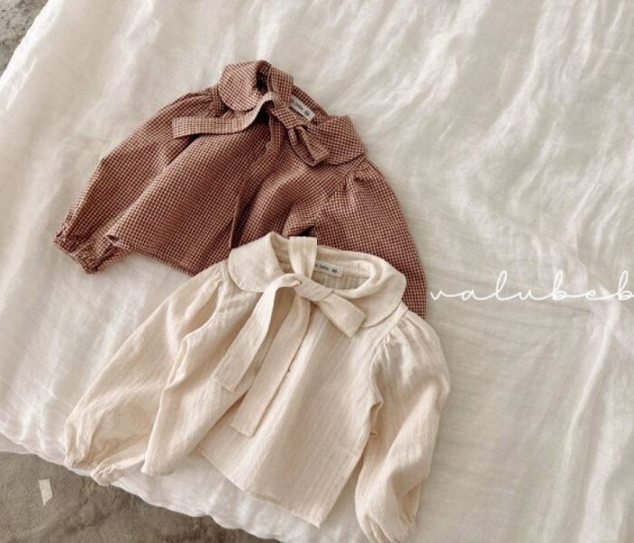 正韓冬季Babe - 領結上衣 / 二色