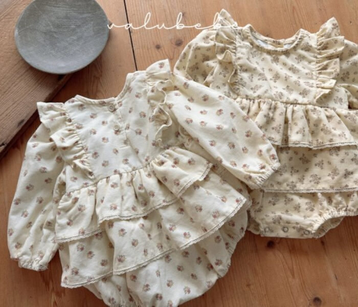 正韓冬季Babe - 碎花多層包屁衣 / 二色