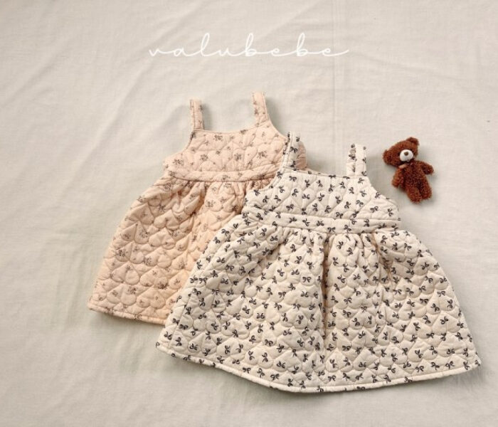 正韓冬季Babe - 碎花絎縫背心洋裝 / 二色