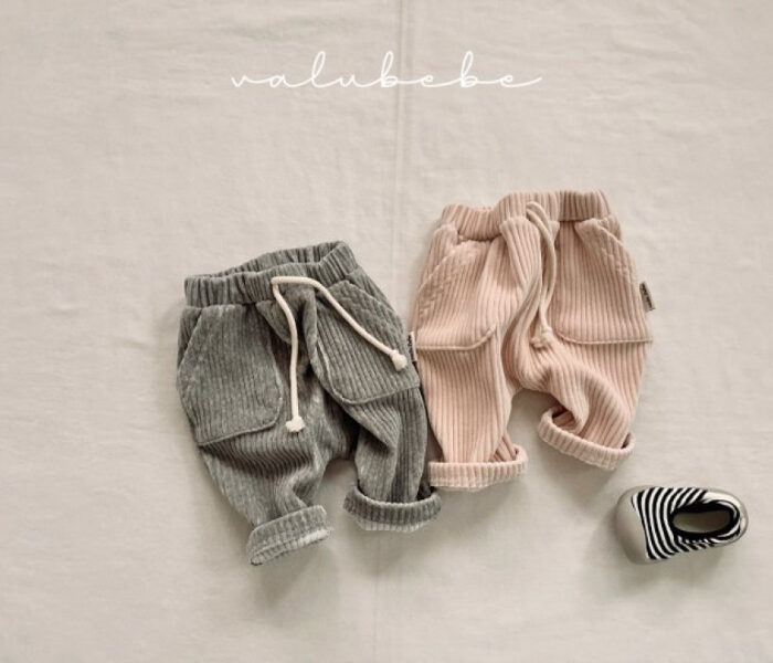 正韓冬季Babe - 燈心絨口袋抽繩褲 / 二色