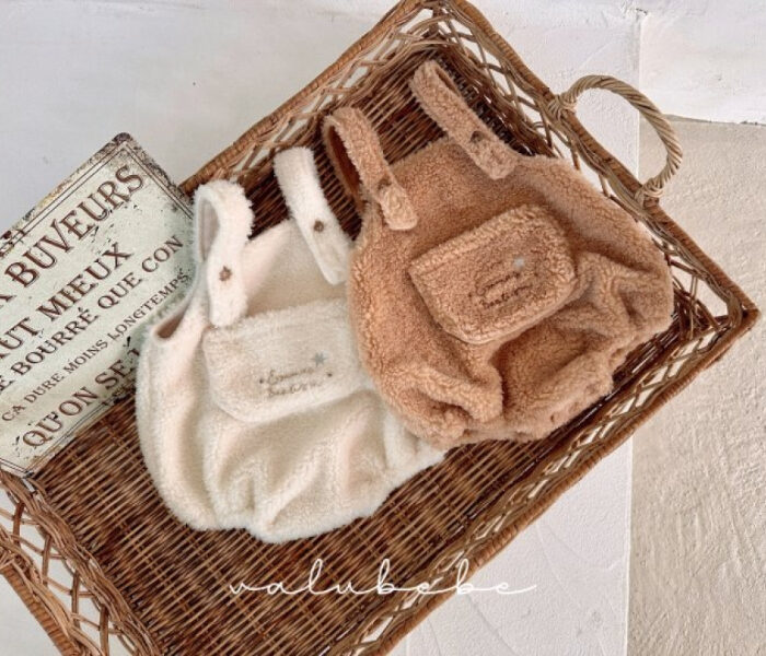 正韓冬季Babe - 超可愛毛毛吊帶包屁褲 / 二色