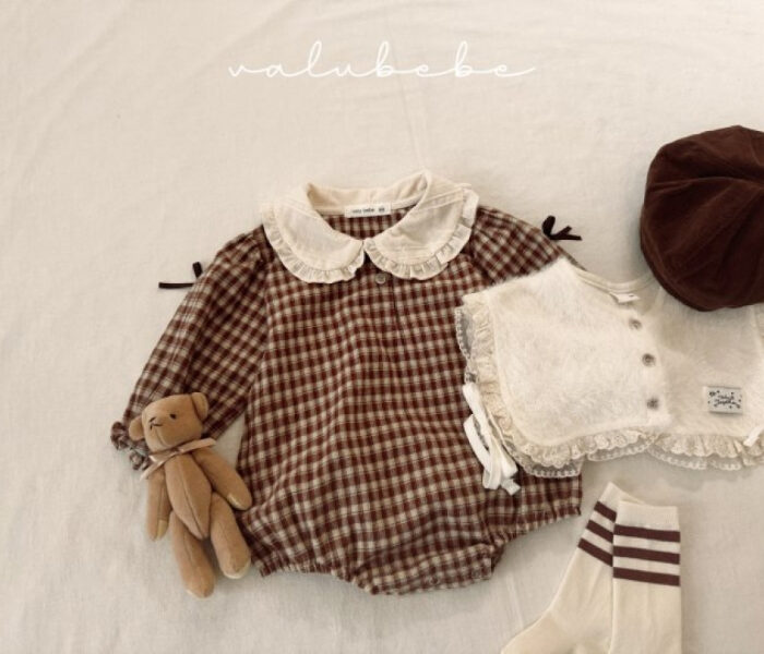 正韓冬季Babe - 格紋包屁衣 / 二色