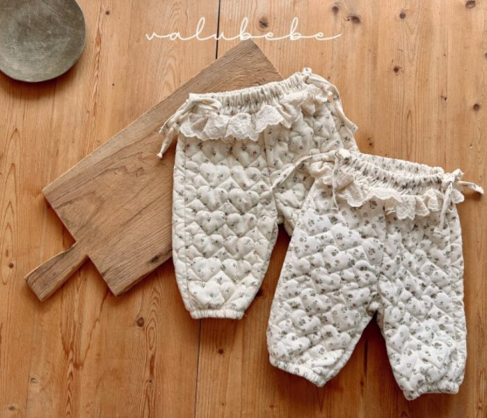 正韓冬季Babe - 愛心碎花絎縫褲 / 二色