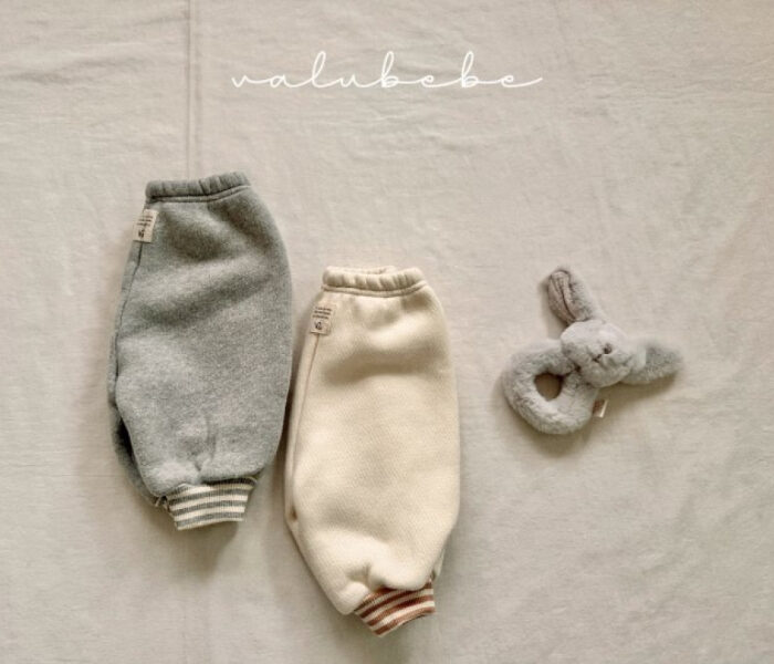 正韓冬季Babe - 橫條拼接休閒褲 / 二色