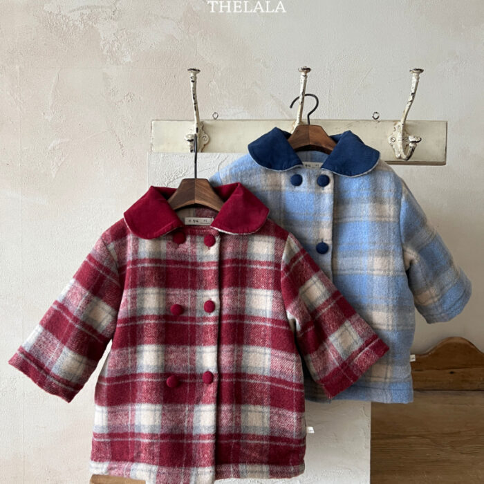 正韓冬季1~6y - 格紋排釦外套 / 二色