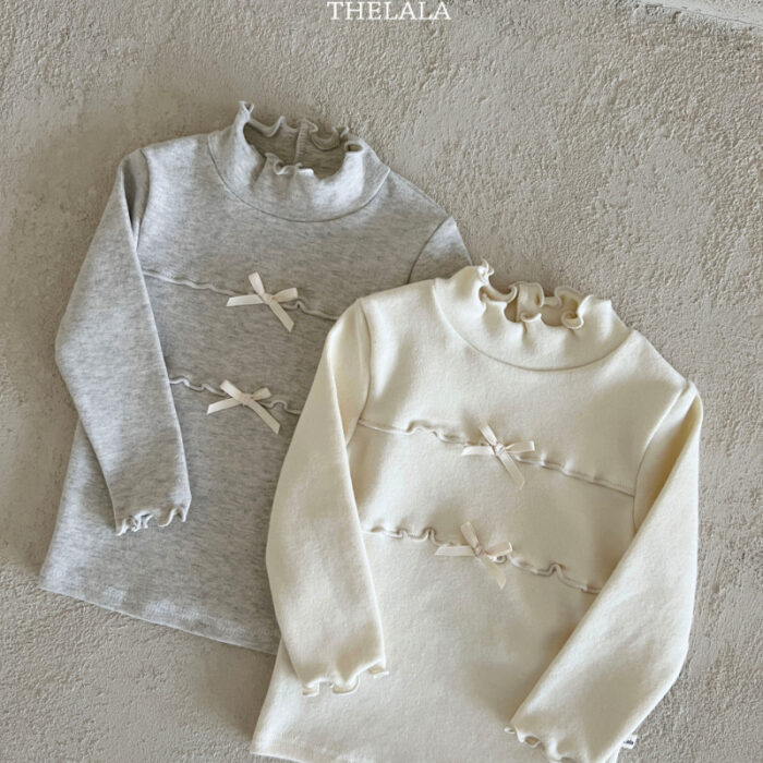 正韓冬季1~6y - 蝴蝶結捲邊上衣 / 二色