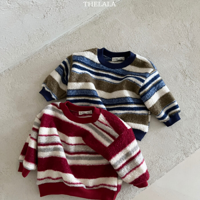 正韓冬季1~6y - 毛毛橫條上衣 / 二色