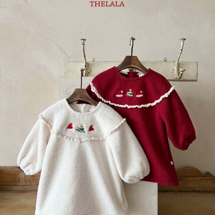 正韓冬季1~6y - 聖誕繡花蕾絲洋裝 / 二色