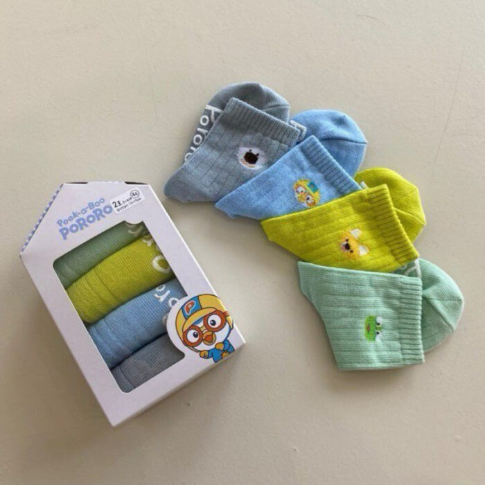 正韓冬季11~17cm - PoRoRo男生襪子四件一組