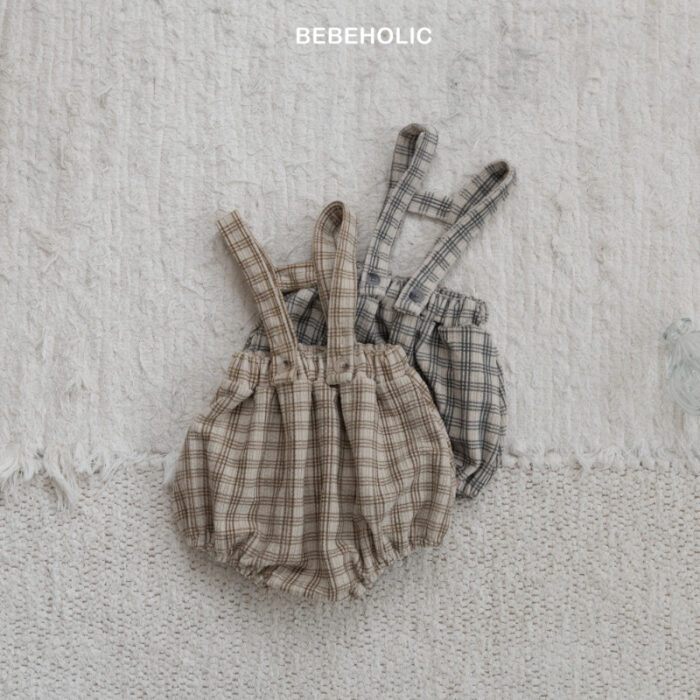 正韓冬季3~18m - 格紋吊帶包屁褲 / 二色