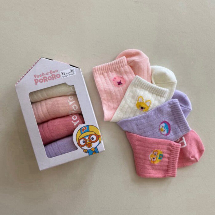 正韓冬季11~17cm - PoRoRo女生襪子四件一組