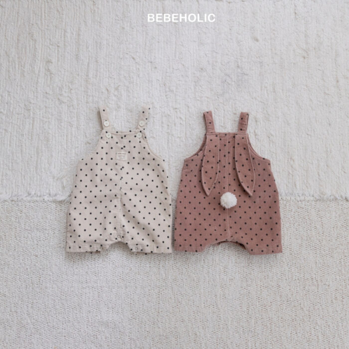 正韓冬季3~18m - 超可愛兔兔點點燈心絨吊帶褲 / 二色