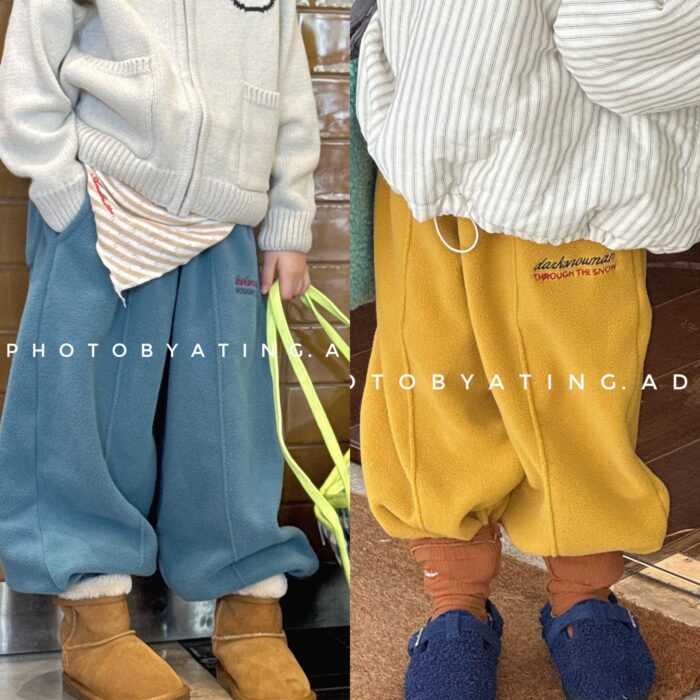 韓版冬季80~130cm - 抓絨百搭休閒褲 / 二色