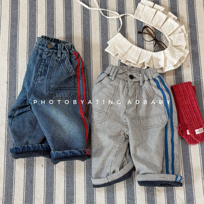 韓版冬季80~130cm - 牛仔棉褲加絨 / 二色