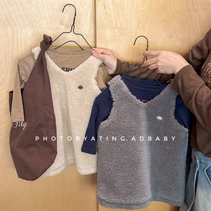 韓版冬季80~130cm - 羊羔絨背心裙可當上衣 / 二色