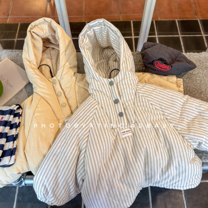 韓版冬季80~130cm - 連帽麵包上衣可當外套 / 二色