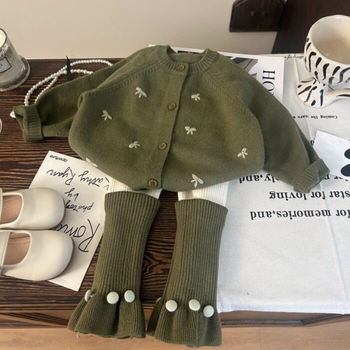 韓版秋冬80~150cm - 森林蝴蝶結外套 / 打底褲