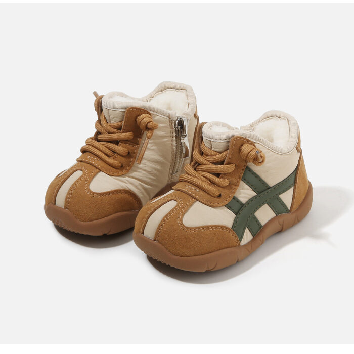 12.5~16.5cm - 拼接加絨加厚軟底保暖鞋 / 二色