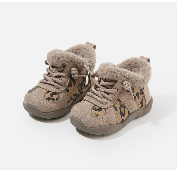12.5~16cm - 豹紋拼接加絨休閒鞋 / 二色