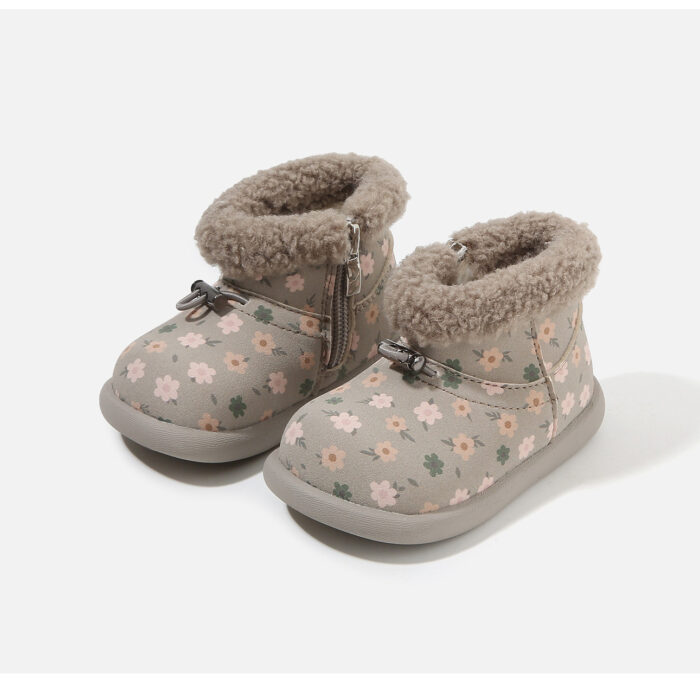 12~19cm - 可愛碎花加絨短靴保暖棉靴 / 二色