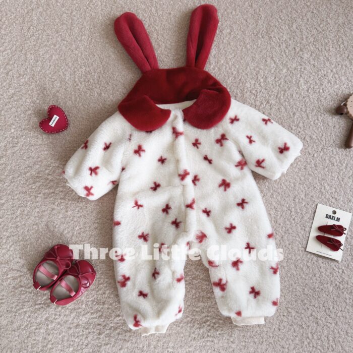 韓版冬季73~100cm - 聖誕兔兔加絨連身衣