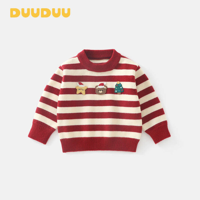 韓版冬季80~120cm - 聖誕橫條毛衣