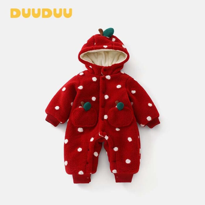 韓版冬季66~100cm - 蘋果點點連身衣