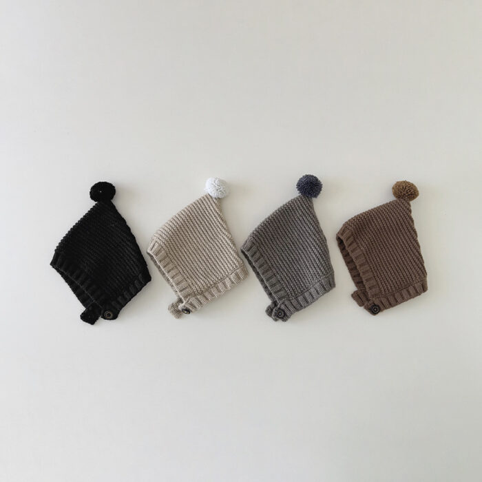 冬季童帽2~6y - 可愛寶寶針織 毛球帽 / 四色