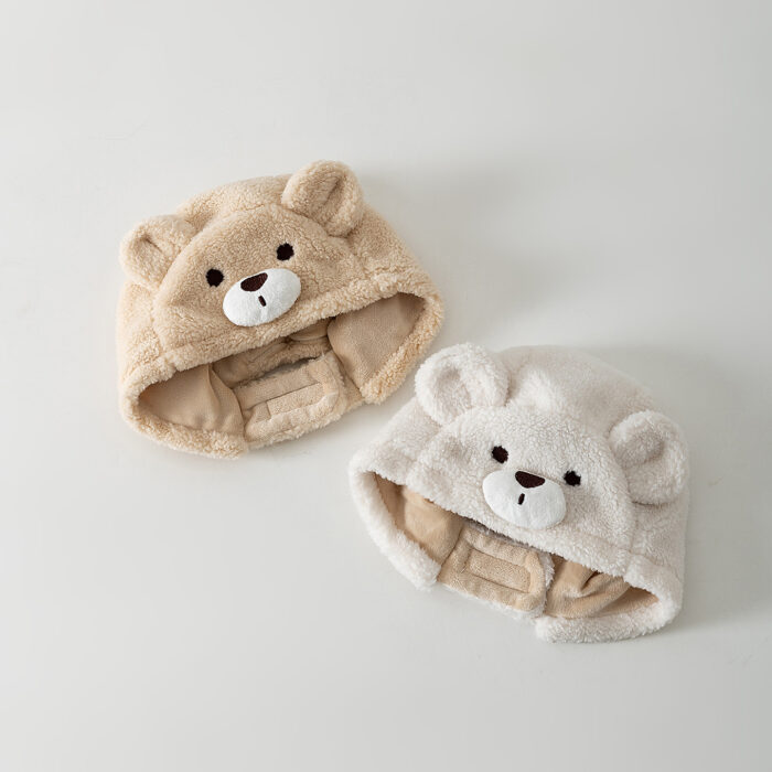 冬季童帽6m~2y - 熊熊加棉防風絨帽 / 四色