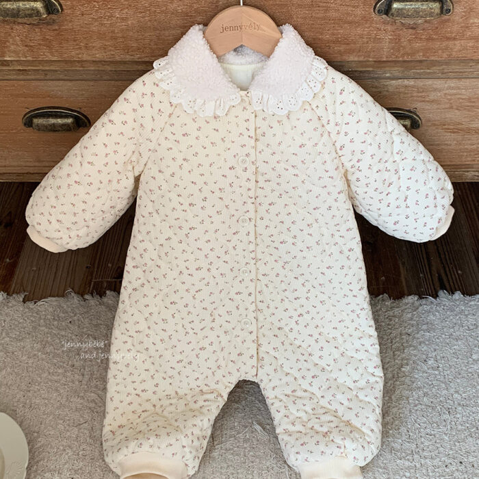 韓版冬季73~100cm - 碎花保暖連身衣