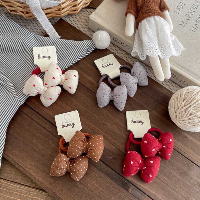 點點蝴蝶結髮圈手工高彈力不傷髮 / 四款