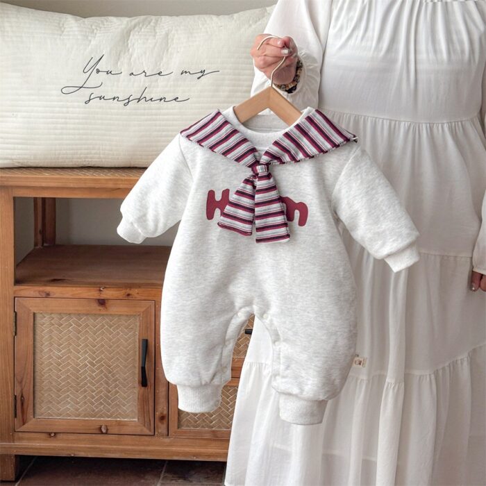 韓版冬季66~90cm - 學院風加絨連身衣