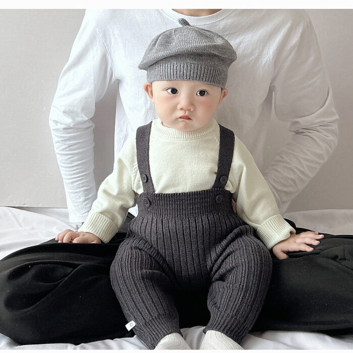 韓版秋季 66~100cm - 針織背帶吊帶褲 / 七色